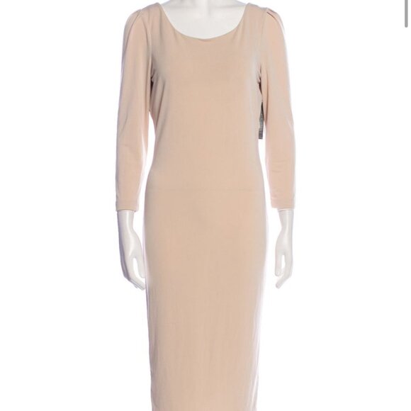 Alice + Olivia Employed Pencil Dress Ruched Sleeve Nude Medium Stretch N… - Picture 1 of 14